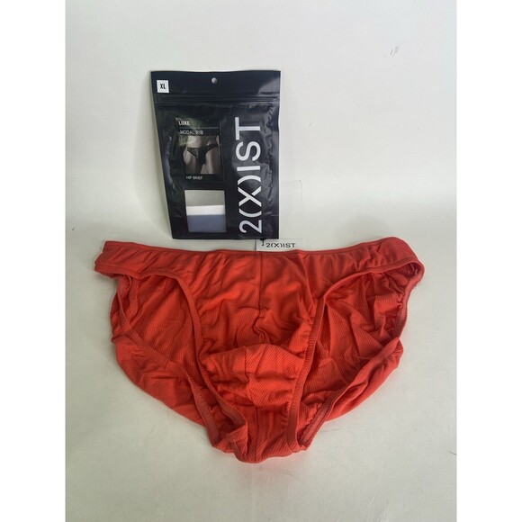 2xist Modal Luxe Hip Rib Brief Bikini Underwear Bittersweet Red Mens Size XL - Picture 1 of 5
